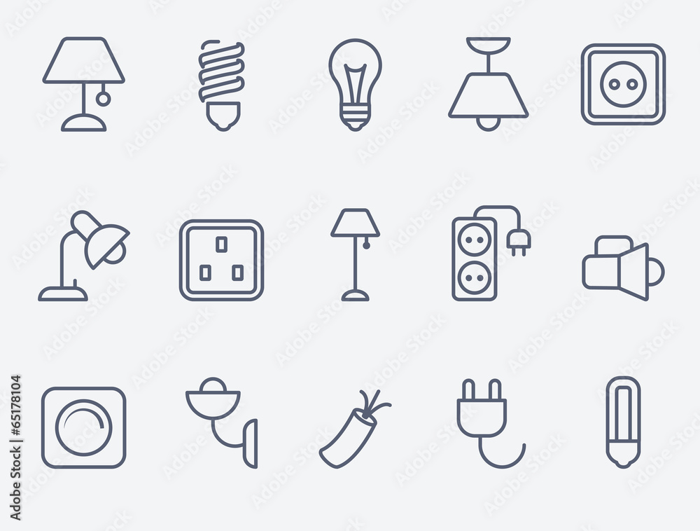 Electric accessories icons Stock Vector