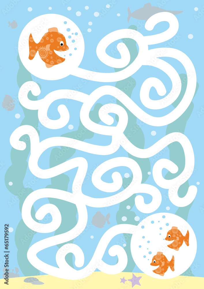 fish maze for kids- vectors