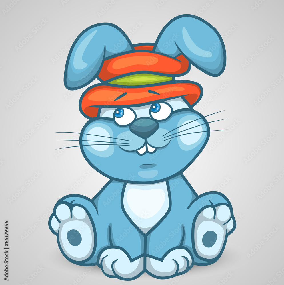 Naklejka premium Blue Bunny in Hat