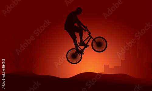 Bmx rider jump silhouette