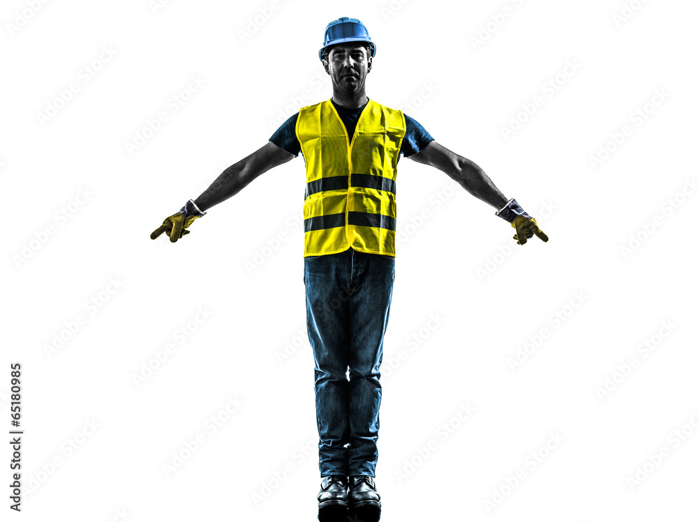 construction worker signaling safety vest silhouette construction worker signaling safety vest silhouette