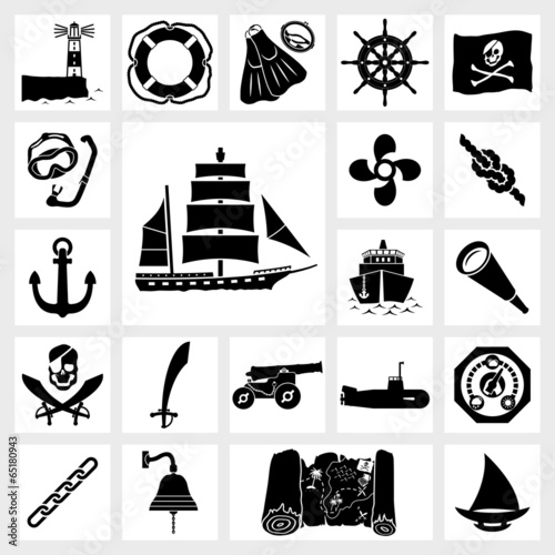 Vector icon set nautical