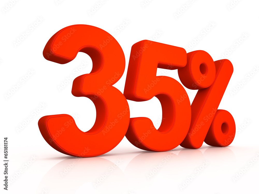 thirty five percent simbol on white background