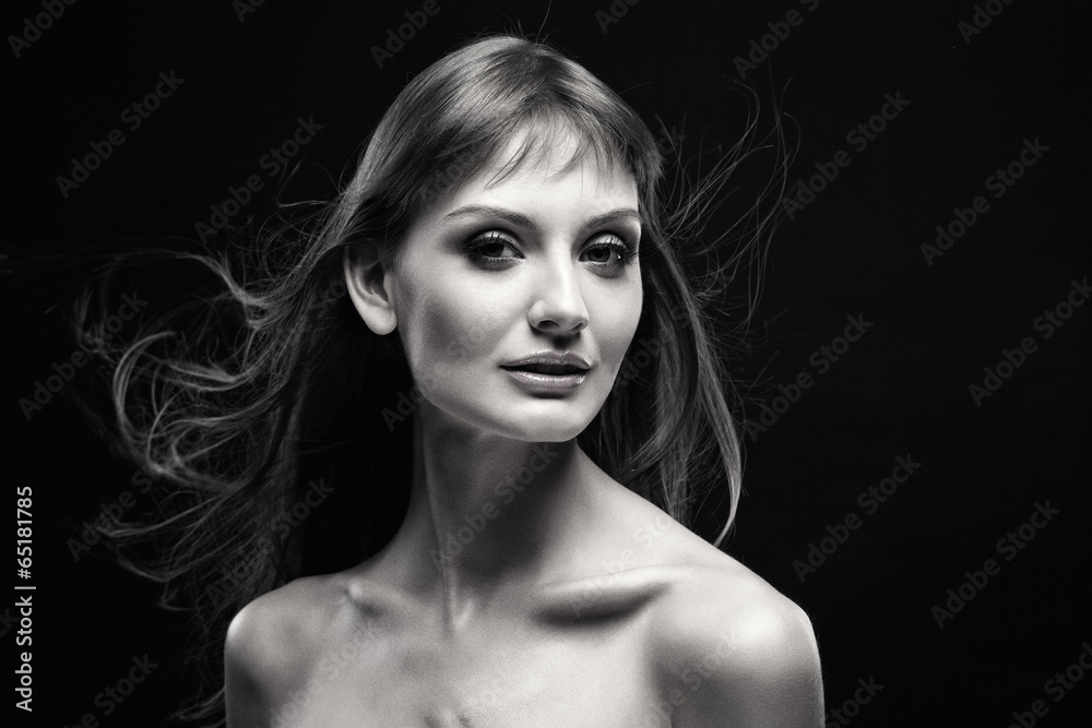 beautiful girl with naked shoulders Stock Photo | Adobe Stock