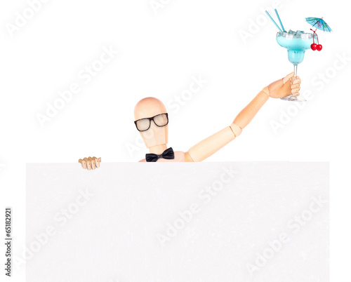businessman with banner and cocktail