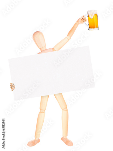 businessman with banner and beer