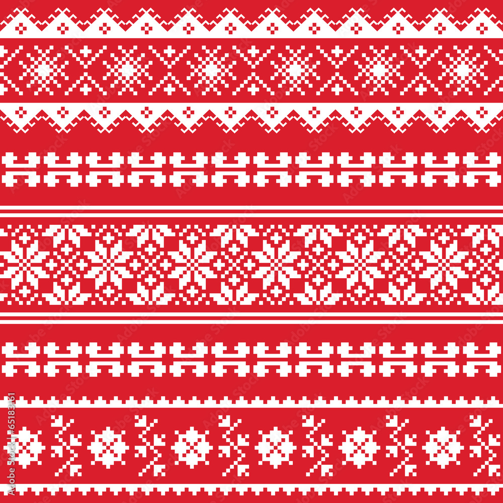 Ukrainian folk emboidery white pattern on red background Ukrainian folk emboidery white pattern on red background