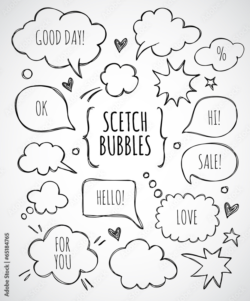 Vector hand drawn set of sketch speech bubbles Vector hand drawn set of sketch speech bubbles