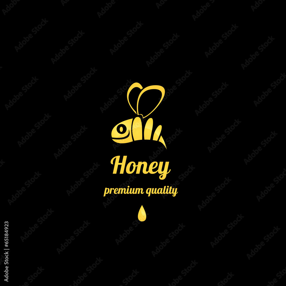 vector golden bee icon on black background vector golden bee icon on black background