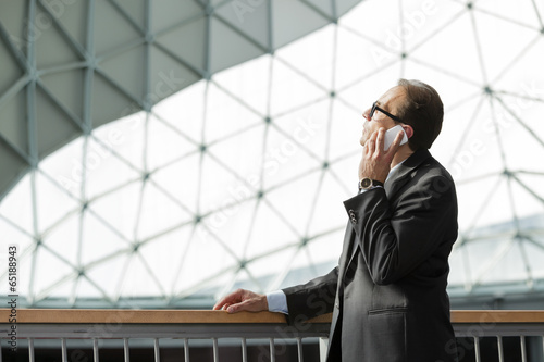 businessman in formal wear talking on phone