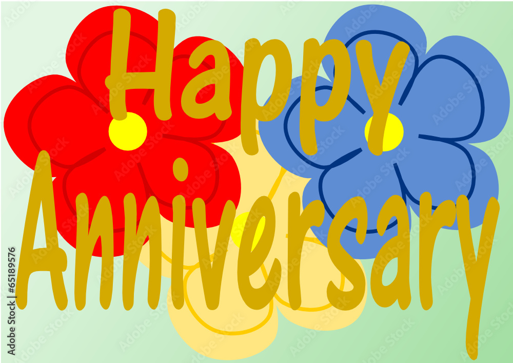Obraz premium Happy Anniversary mit großen Blumen