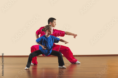 Fotografia Kung Fu,Changquan,Mabu anzhang,Lange Faust Style,Kung Fu Lehrer und Mädchen ( 6-