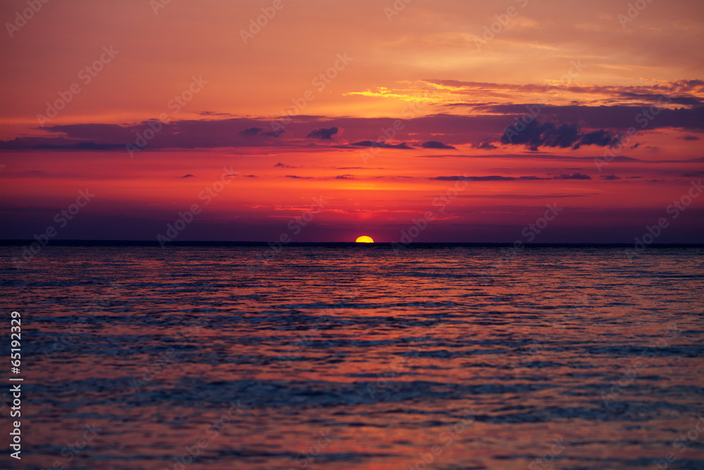 Beautiful sunset on lake