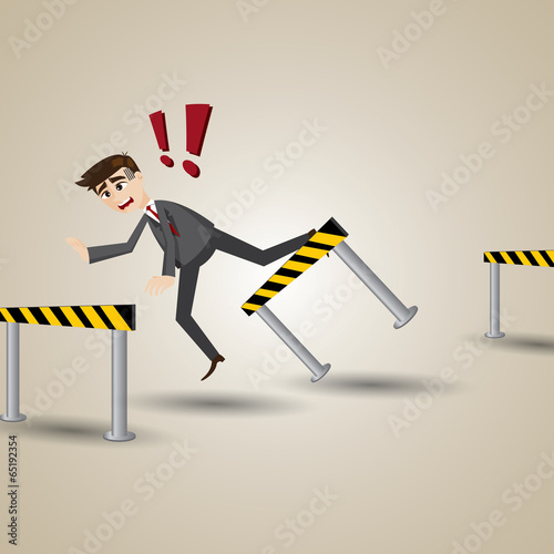 cartoon businessman with obstacle