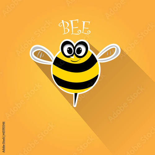 cartoon cute bright baby bee on honey background
