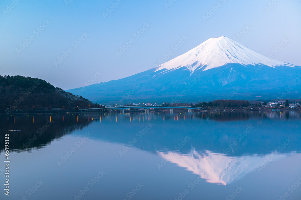 inverted image of Mt  Fuji, View from lake Kawaguchi