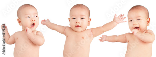 An Asian baby in multiple poses