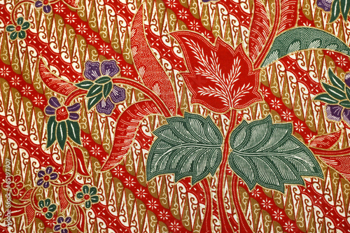 Fabric with floral batik pattern