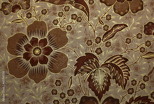 Fabric with floral batik pattern