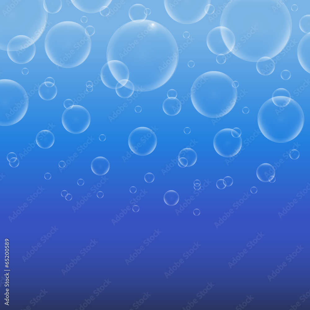 Soap bubbles on a blue background