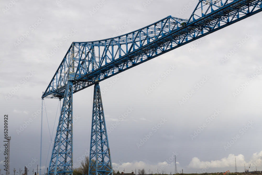 Large blue girders, Tees Transporter Bridge, Middlesbrough, Engl Large blue girders, Tees Transporter Bridge, Middlesbrough, Engl