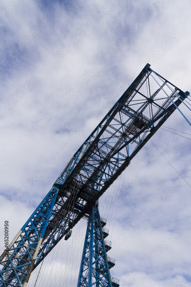 Large blue girders from below, Tees Transporter Bridge, Middlesb Large blue girders from below, Tees Transporter Bridge, Middlesb