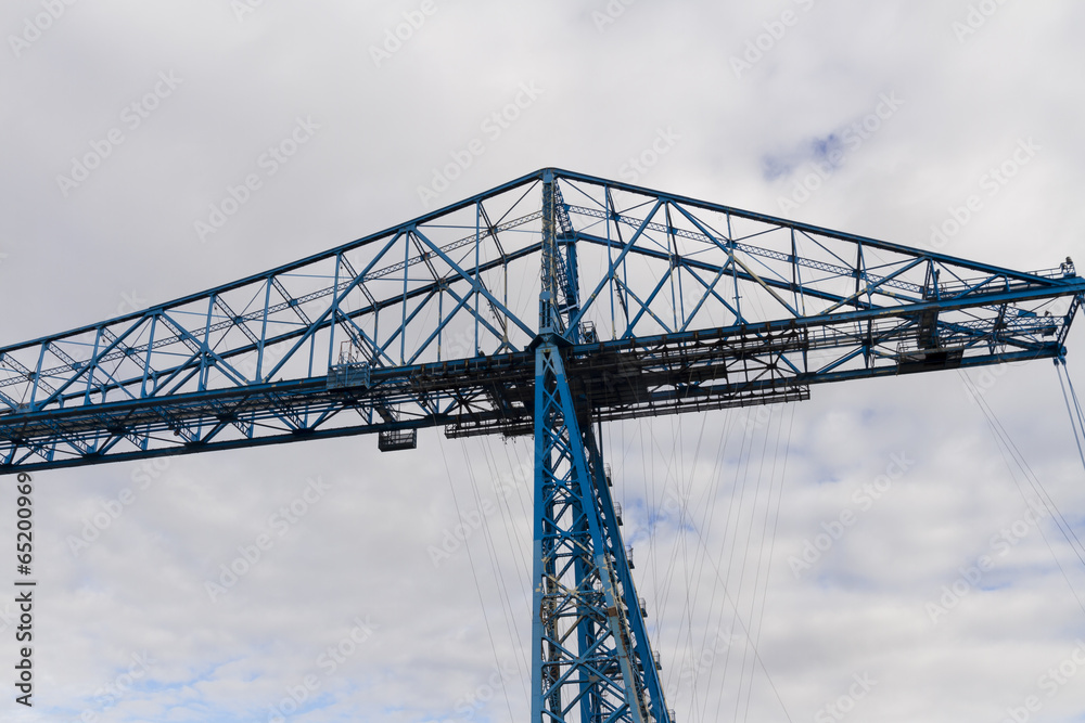 Large blue girders, Tees Transporter Bridge, Middlesbrough, Engl