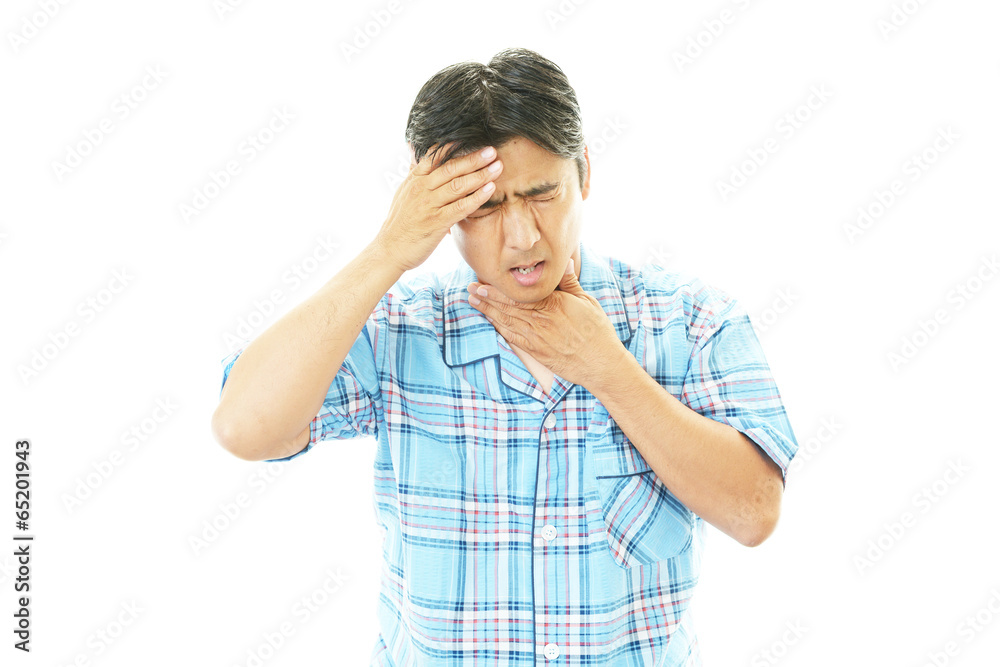 風邪に罹患した男性