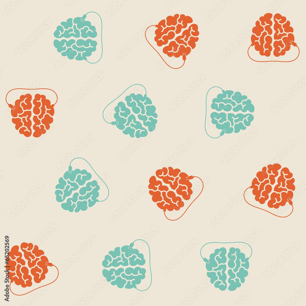 seamless background: brain, usb, plug seamless background: brain, usb, plug