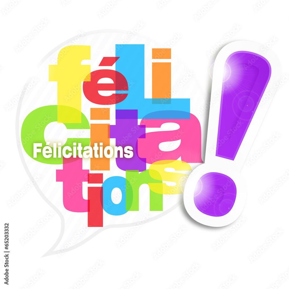 bulle mosaïque lettres : félicitations (cs5)