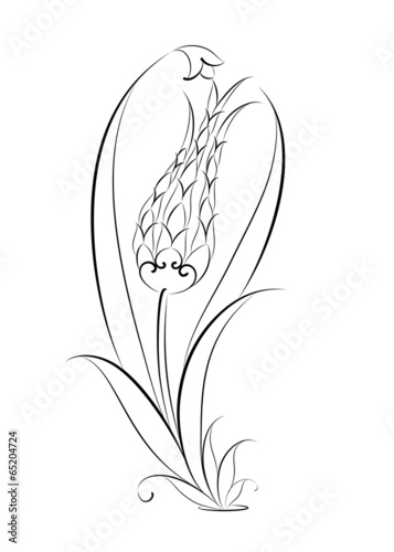 Çini Motifi Lale Deseni İllüstrasyonu