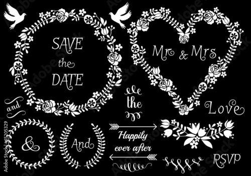 floral wedding frames, vector set