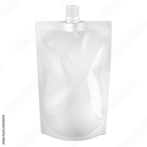 White Blank Foil Food or Drink Bag on white background