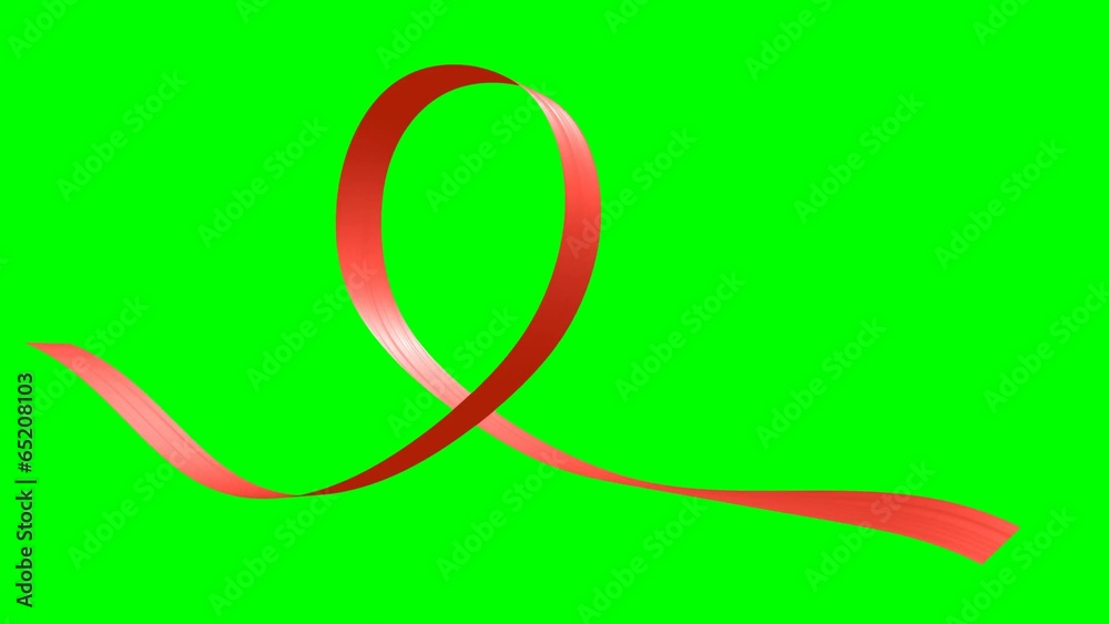 Red ribbon in the shape of loop