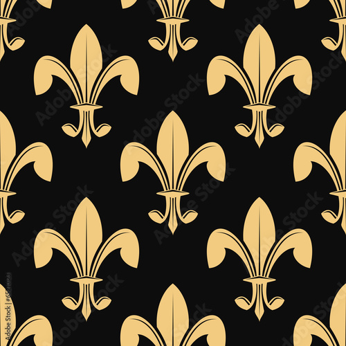 Seamless pattern of classical golden fleur de lys