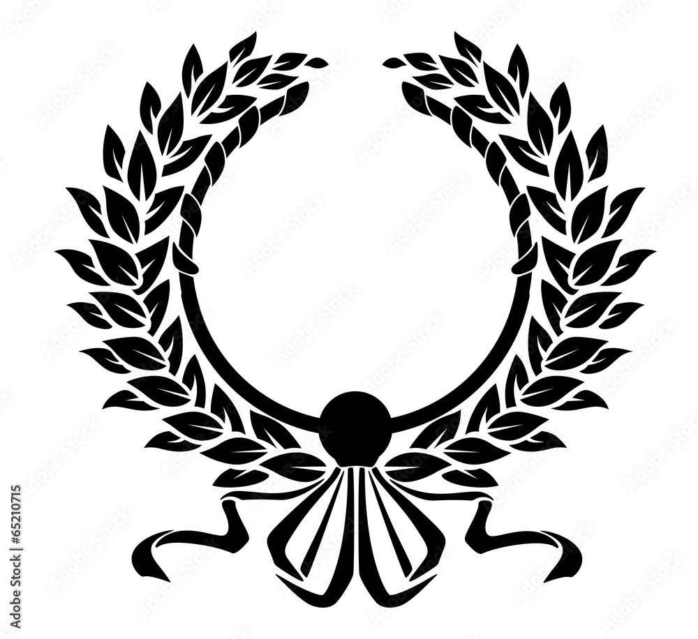 Obraz premium Black and white double circular foliate wreath