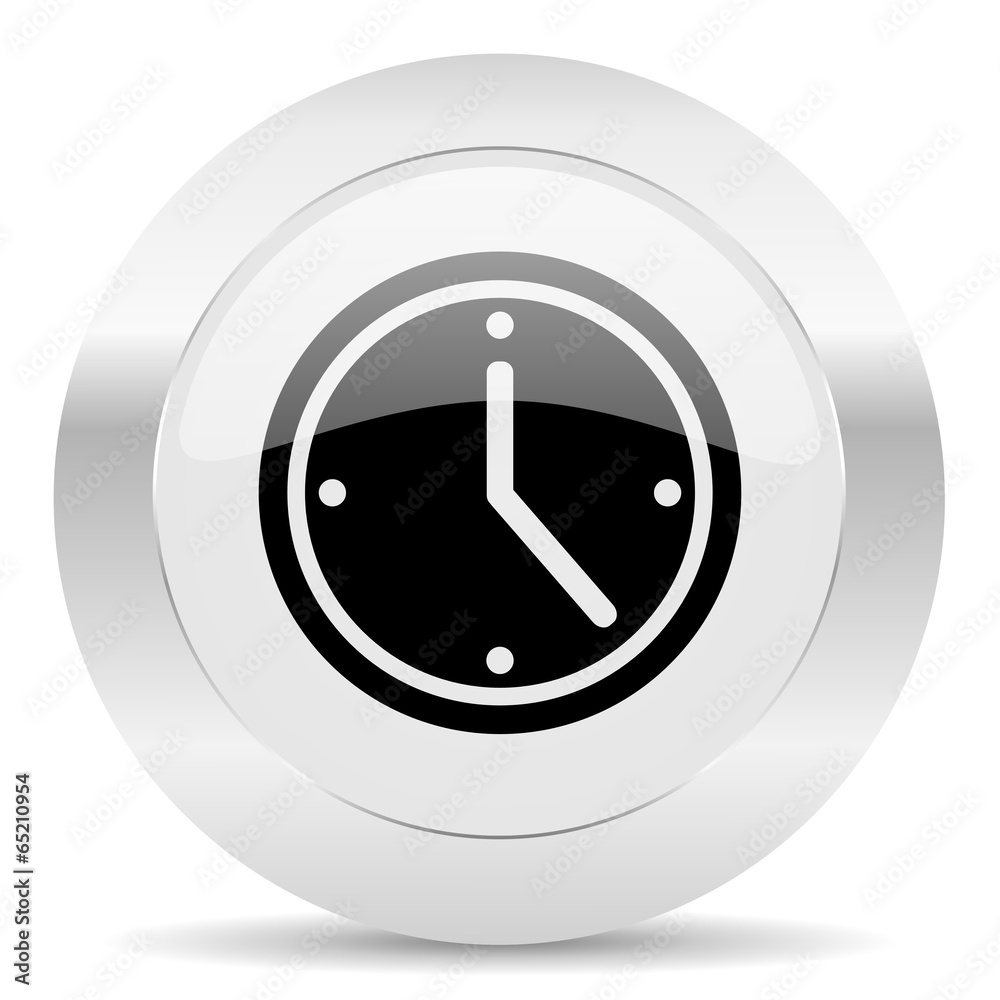 time silver glossy web icon