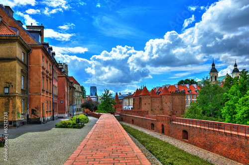 Old Town in Warsaw, the view of the Barbican