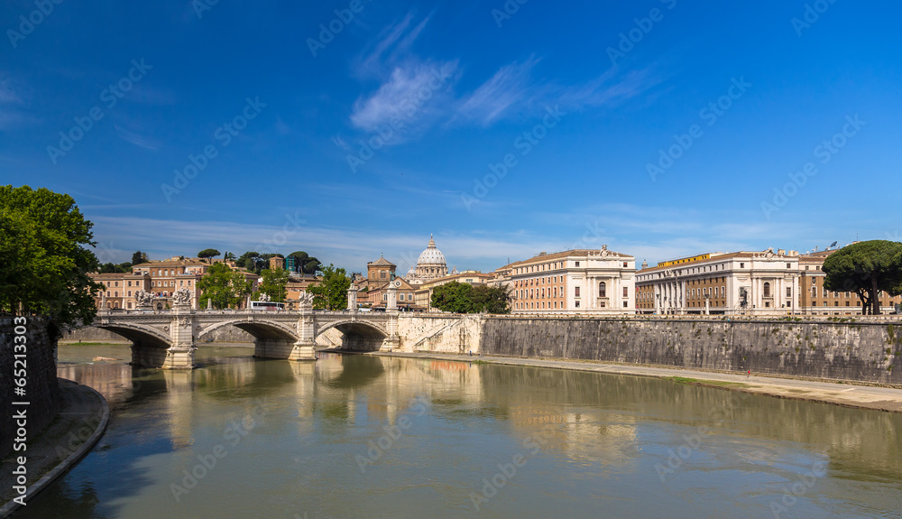 Rome city over The Tiber river - Italy