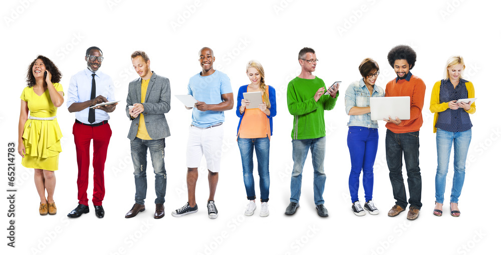 Multi-Ethnic Group of People Social Networking