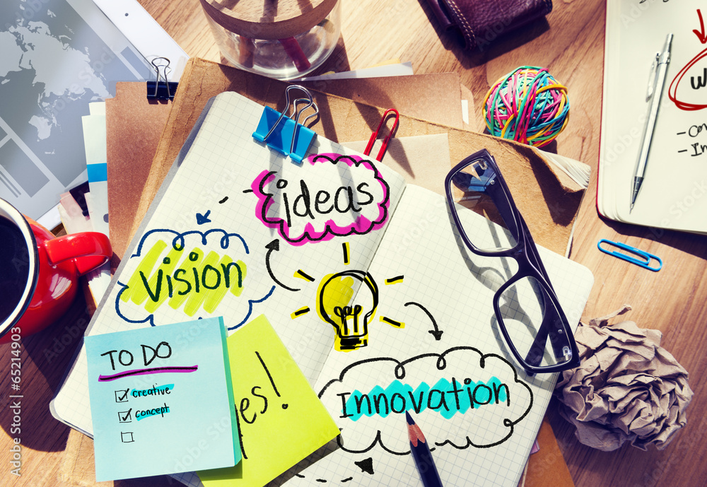 Messy Office Desk with Ideas and Vision Messy Office Desk with Ideas and Vision