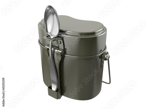 Military mess kit. 3D isolated