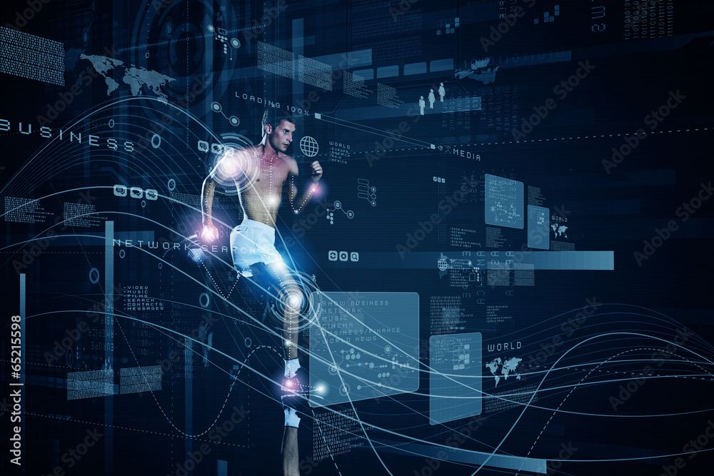 Tech Man Running Running man Stock Photo | Adobe Stock