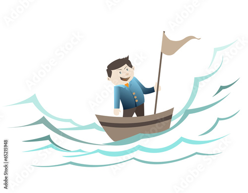 businessman standing on the boat