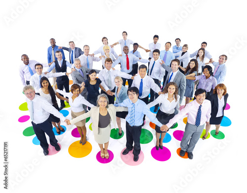 Large Group of Business People Holding Hand
