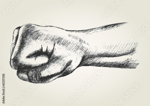 Sketch illustration of a punching fist