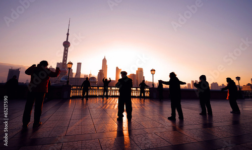 Photography Exercising at Sunrise in Shanghai
