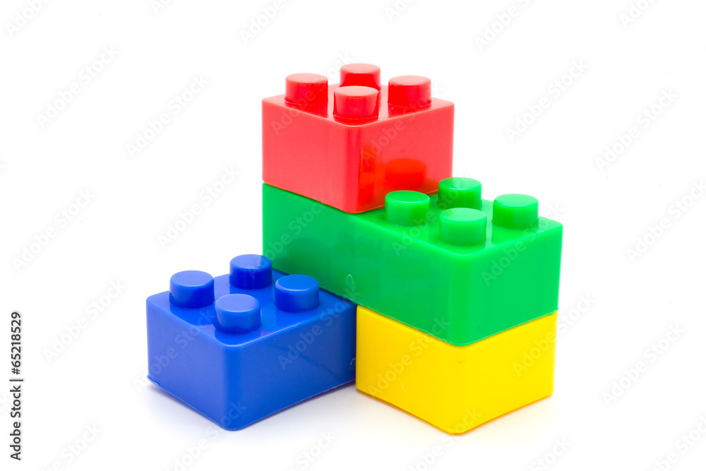 blocks Plastic building blocks on white blocks Plastic building blocks on white