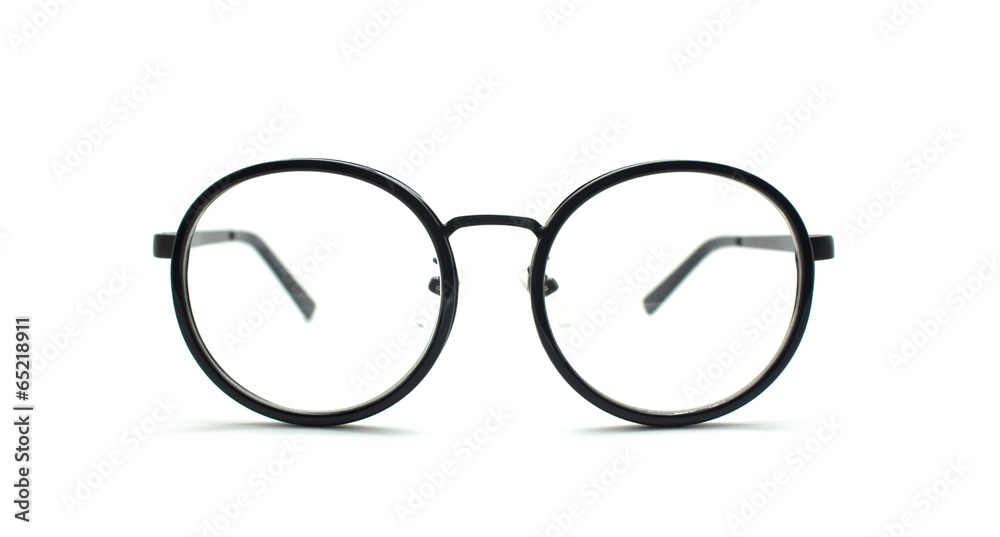 Fototapeta premium black nerd glasses isolated on white