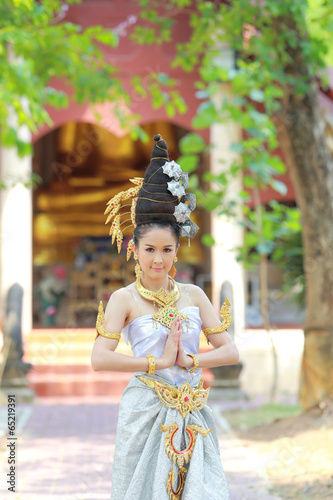 Thai Woman In Traditional dress of Thailand
